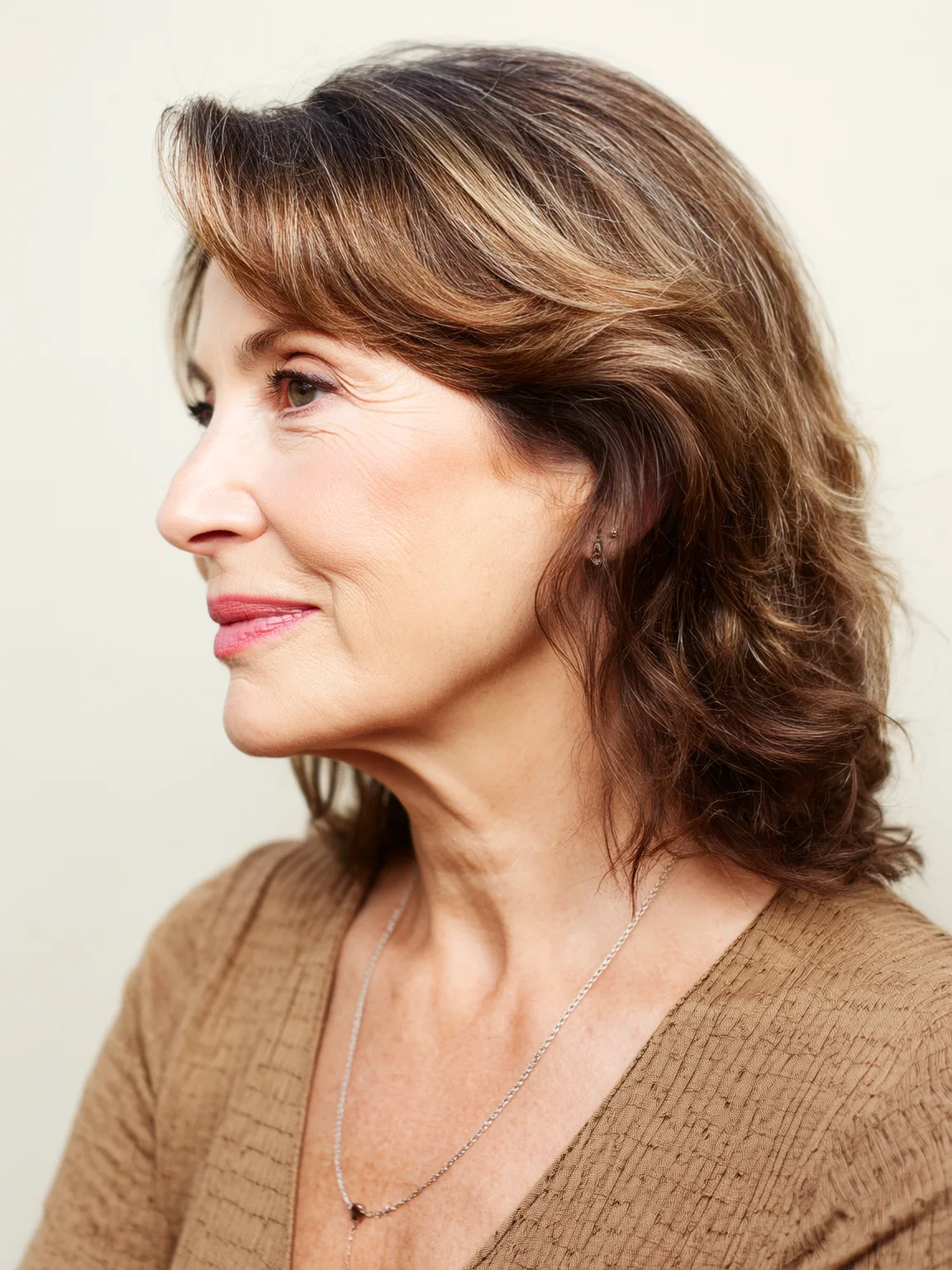 Shoulder-Length Soft Caramel Brown Layers